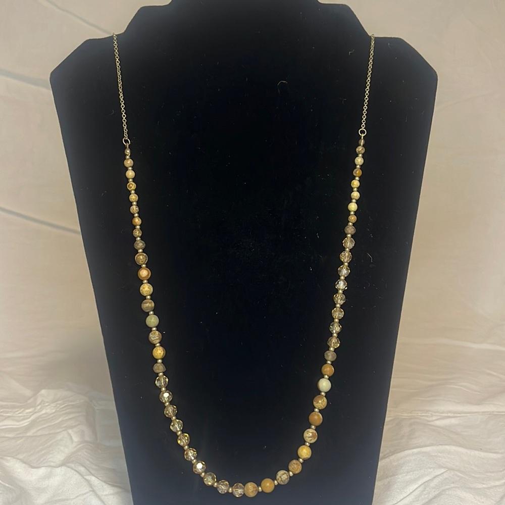 Carved stone and bead necklace